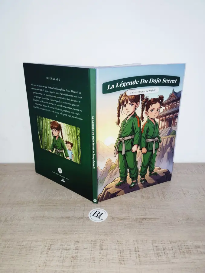 Livre personnalise BouyaLabs avec couverture et tranche visibles